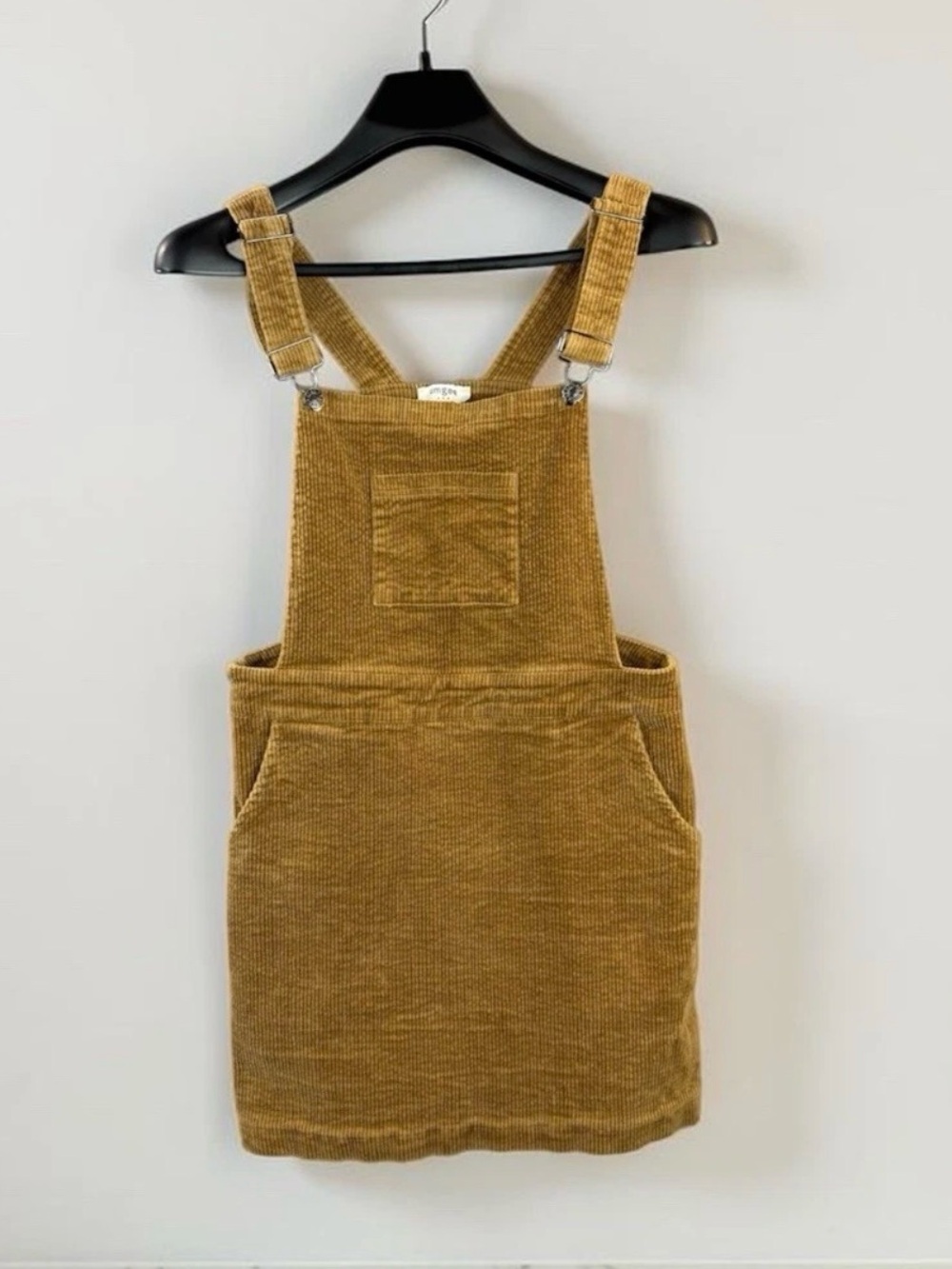 Umgee Mustard Brown Corduroy Pinafore Mini Dress Jumper